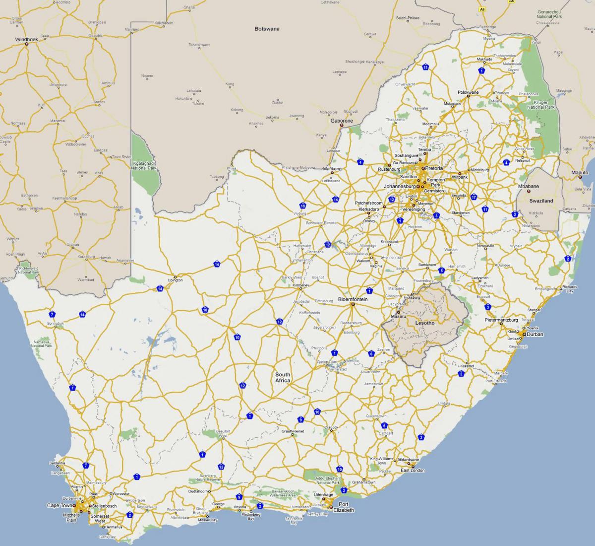 карта автомагистралей Южной Африки