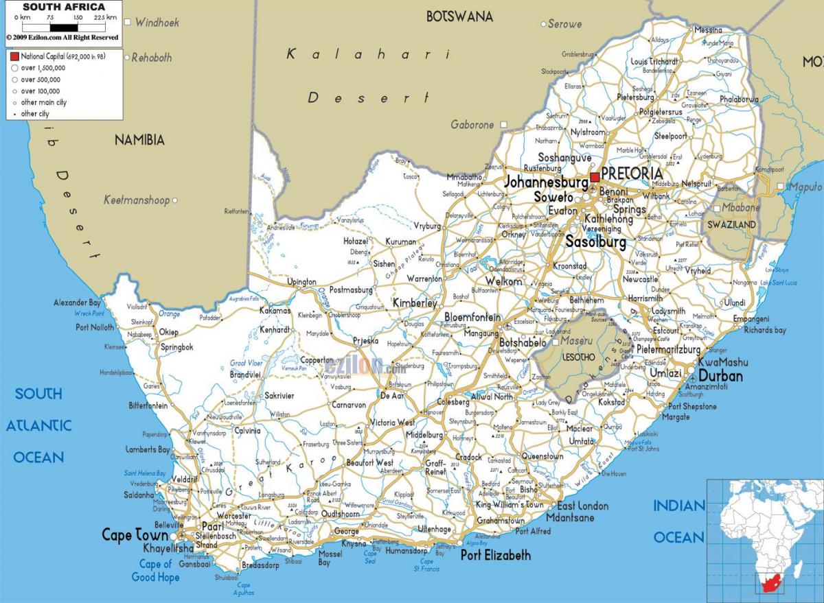 карта города Южной Африки