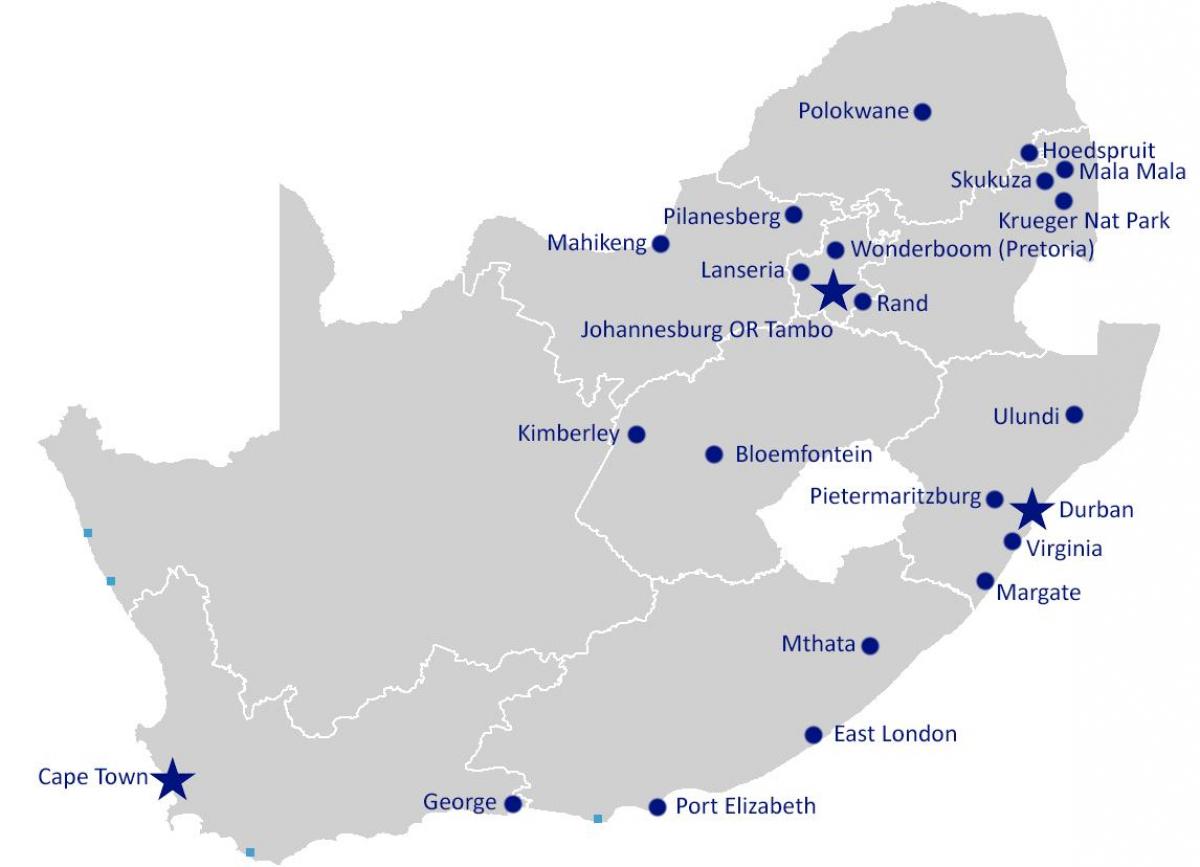 Карта аэропортов Южной Африки