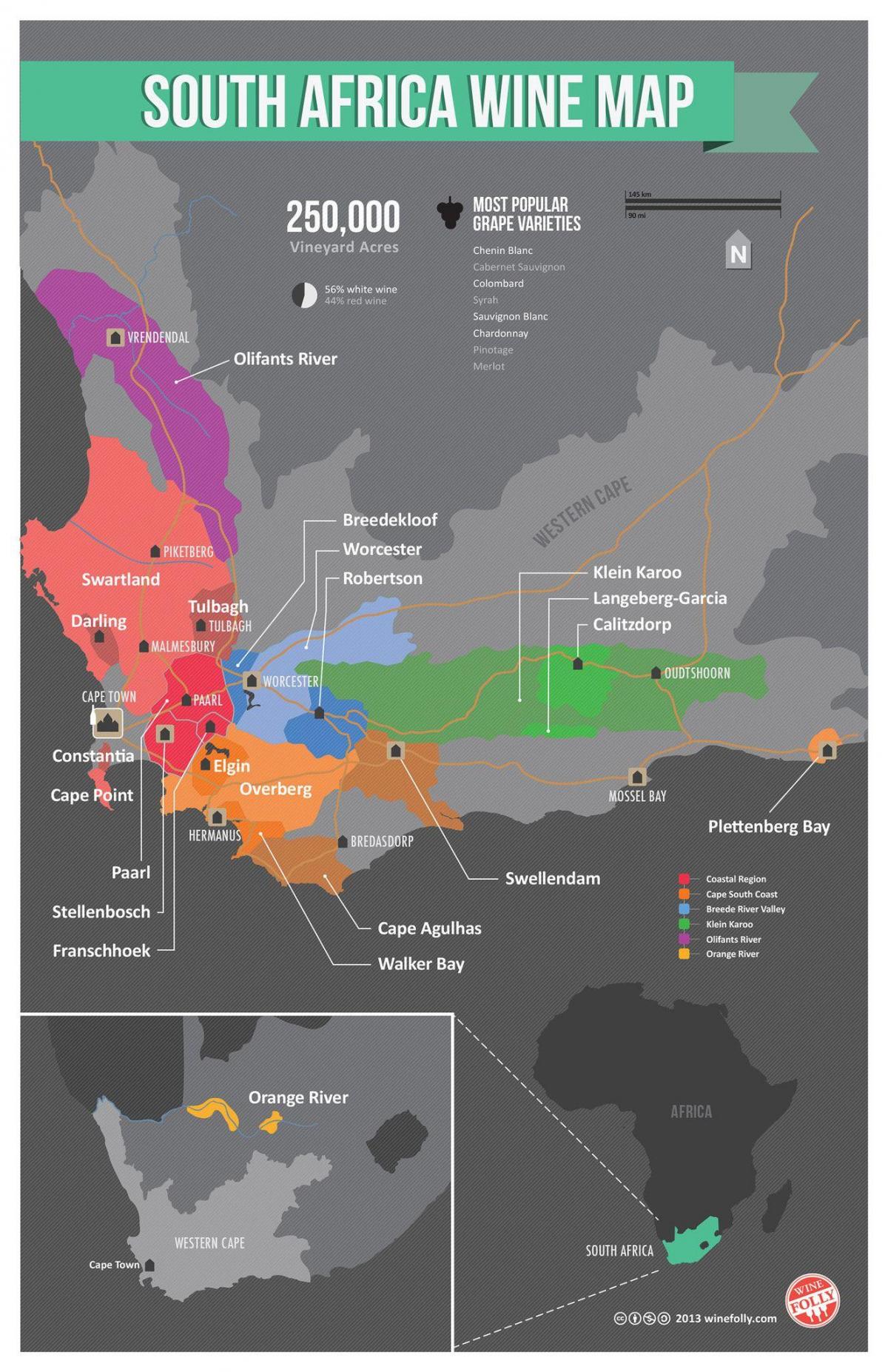 карта виноградников Южной Африки