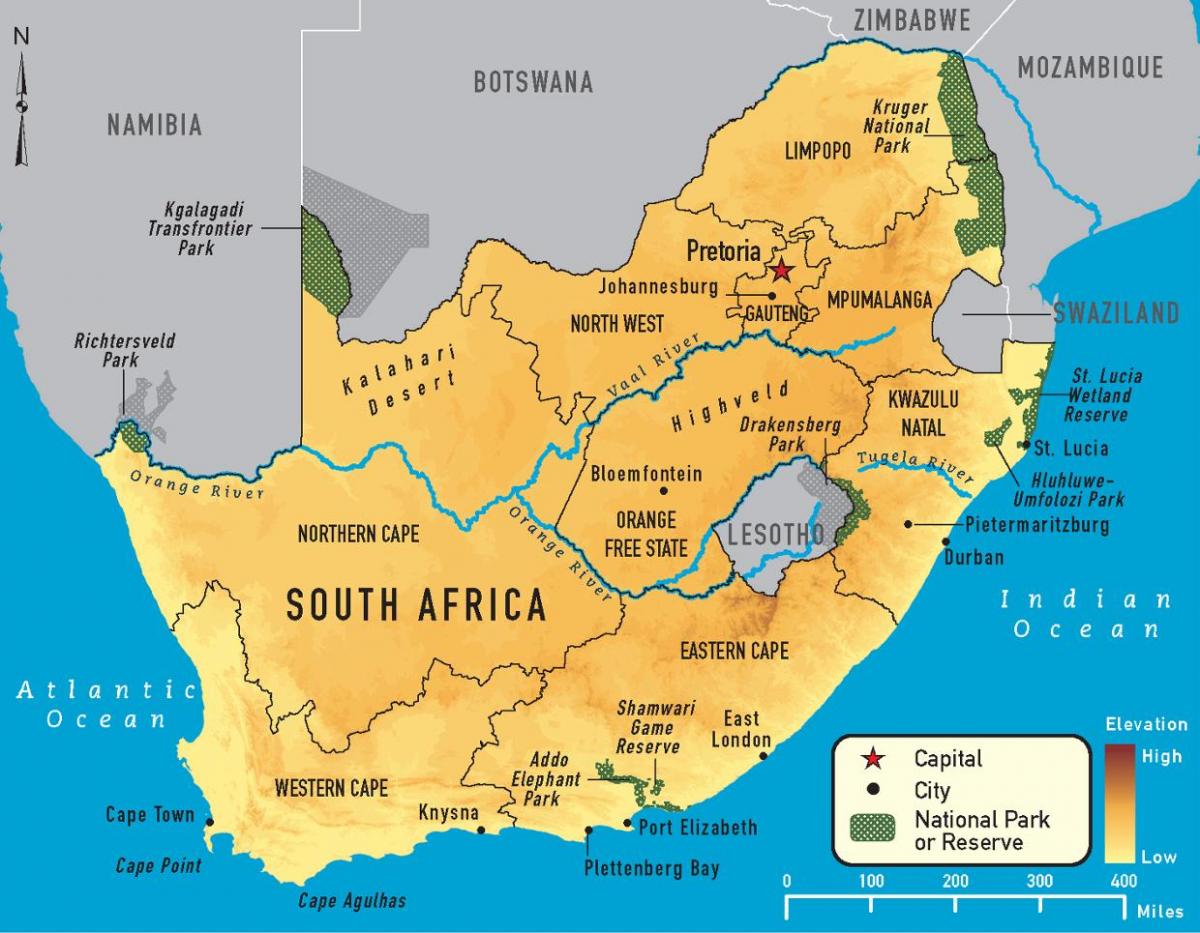 Карта Южной Африки и приграничных стран