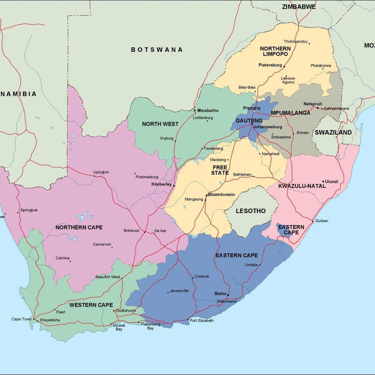 административная карта Южной Африки