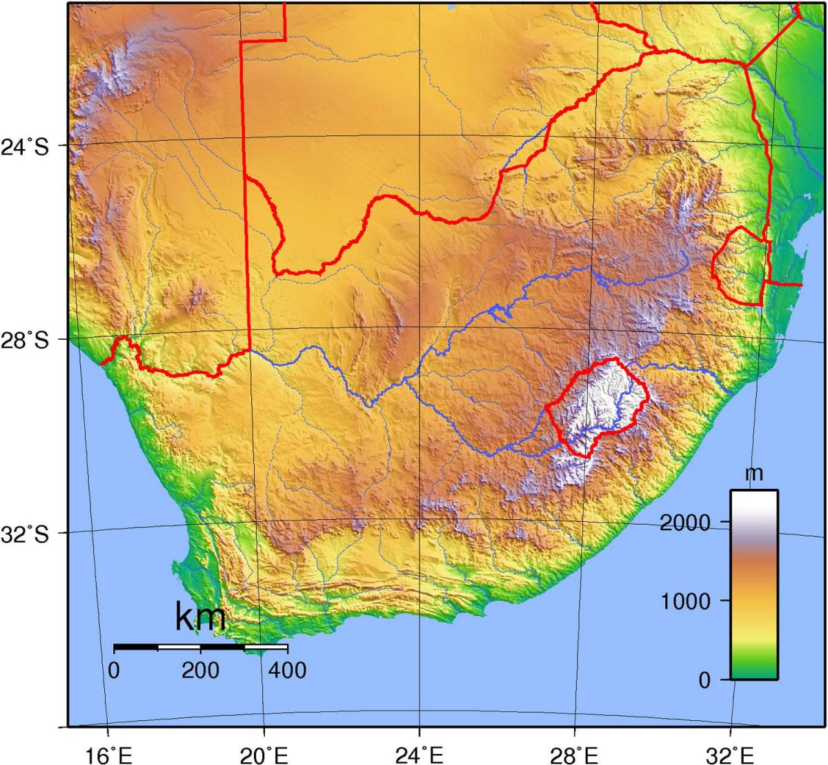 Топографическая карта Южной Африки