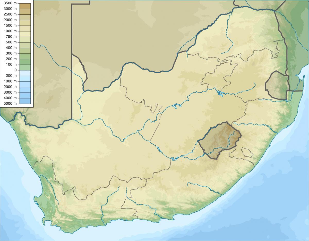 карта рельефа местности Южной Африки